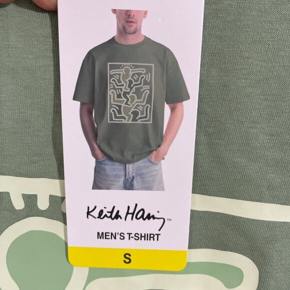 NEW Keith Haring Mens S Graphic T-Shirt Green Cotton - Picture 4 of 6